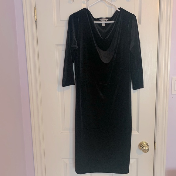 🎉 2/50 Black Velour Evening Dress - Picture 1 of 3